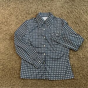 Genuine Vintage 1960’s 1970’s Navy & White Polka Dot Patterned Button-Up Shirt